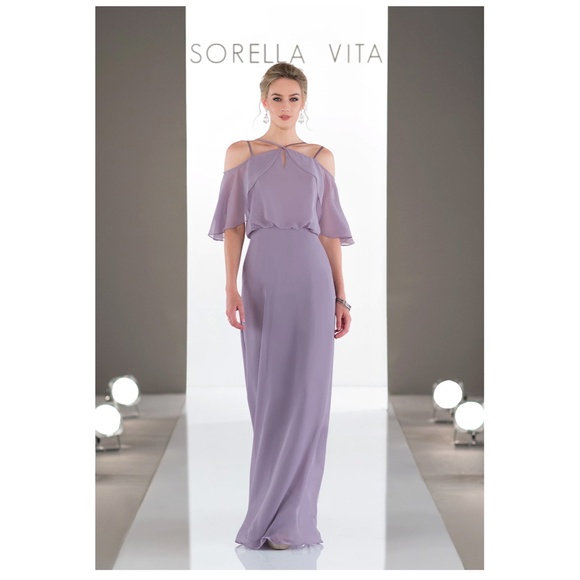 Sorella Vita 9070 Dusty Lavender Chiffon Floor Length Dress  Tag Sz10 (Sz 8) - Picture 2 of 13